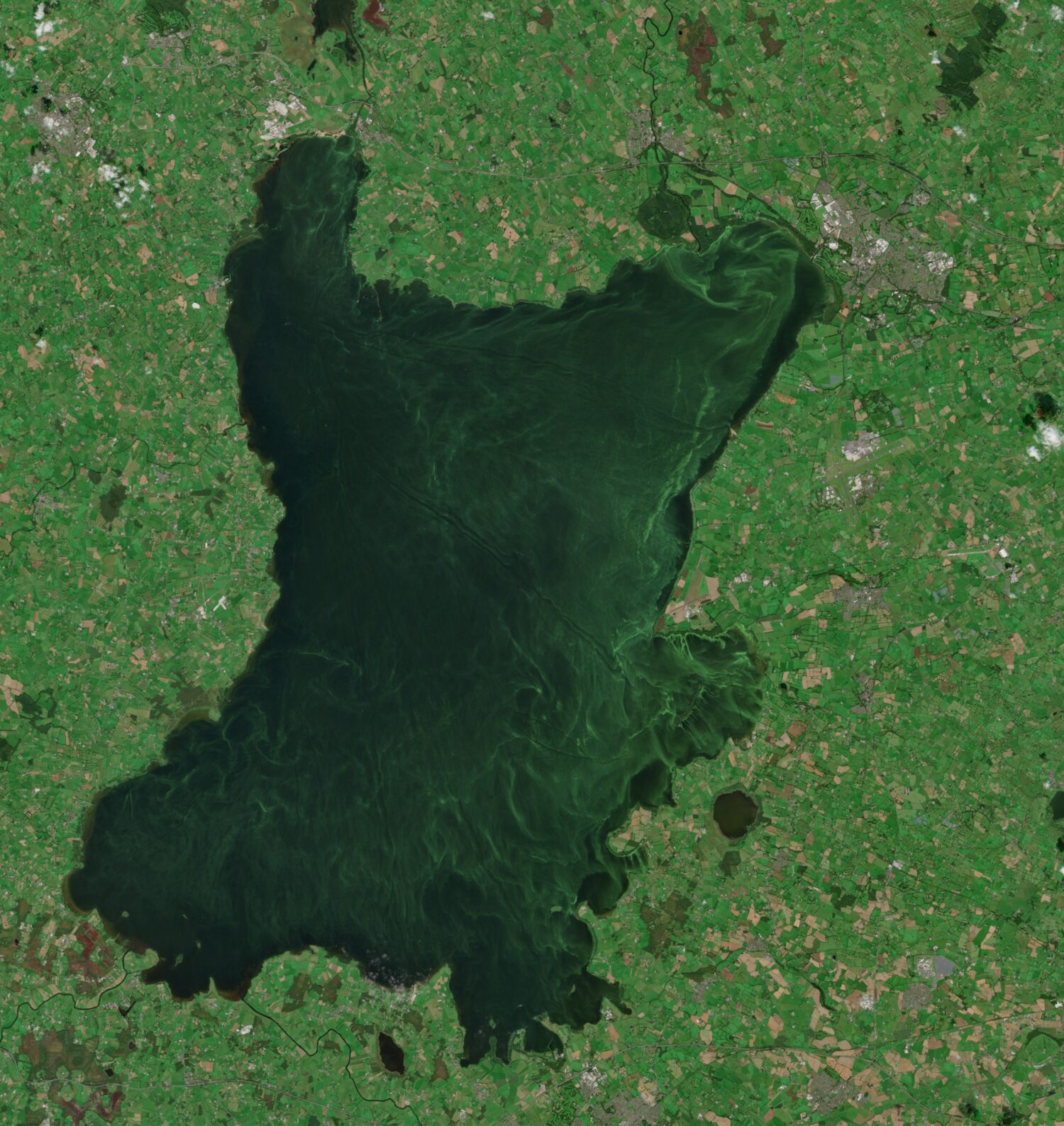 Overhead satellite image of Lough Neagh, Northern Ireland.